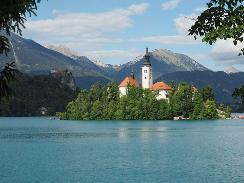 Bled Island from a second angle during our walk around the lake