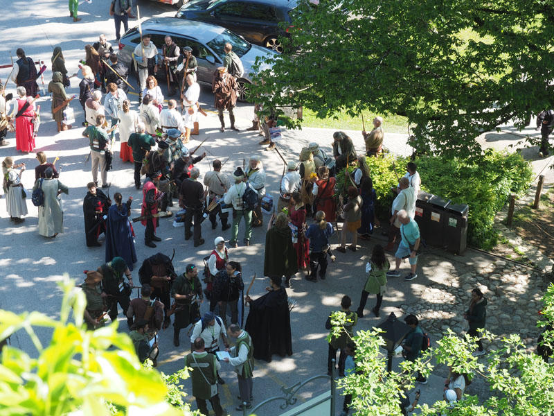 Archery event gathering at Bled Castle