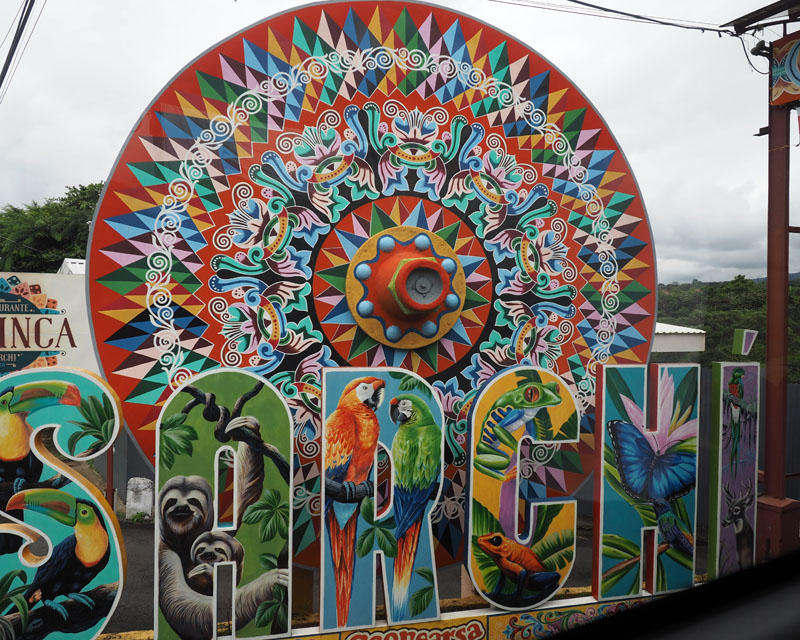 Ox cart wheel at the entrance to the store