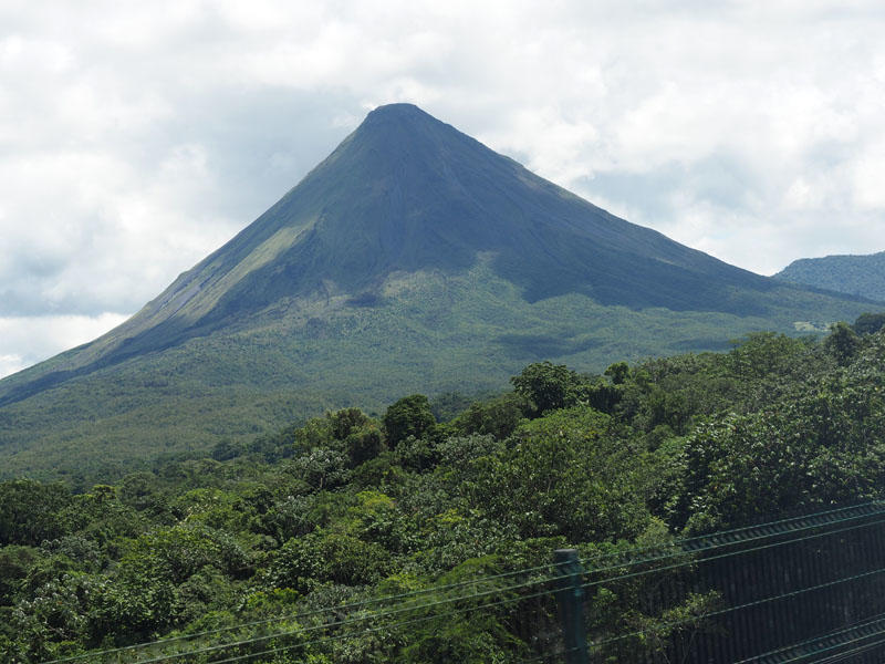 View of Arenal Volcano from the dam for the lake