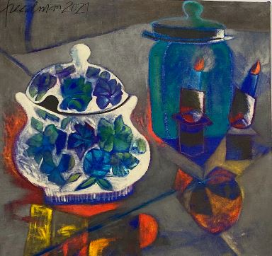 still life series. polish bowl, shabbos candles, homage to cezanne