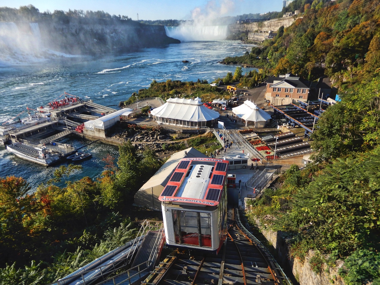 Riding the Funicular down to the Hornblower