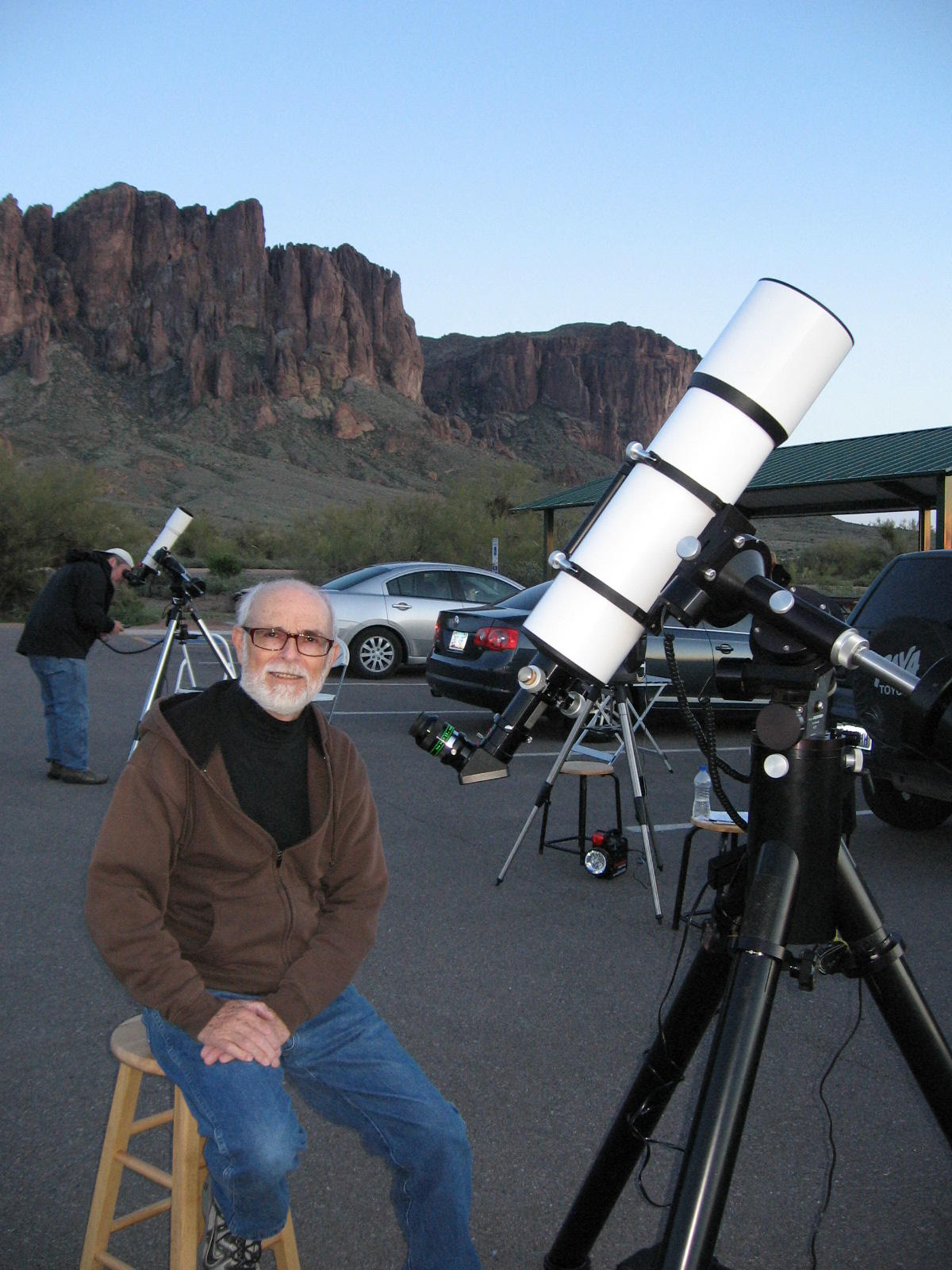 Bill Dellinges with his prized 6 inch refractor.