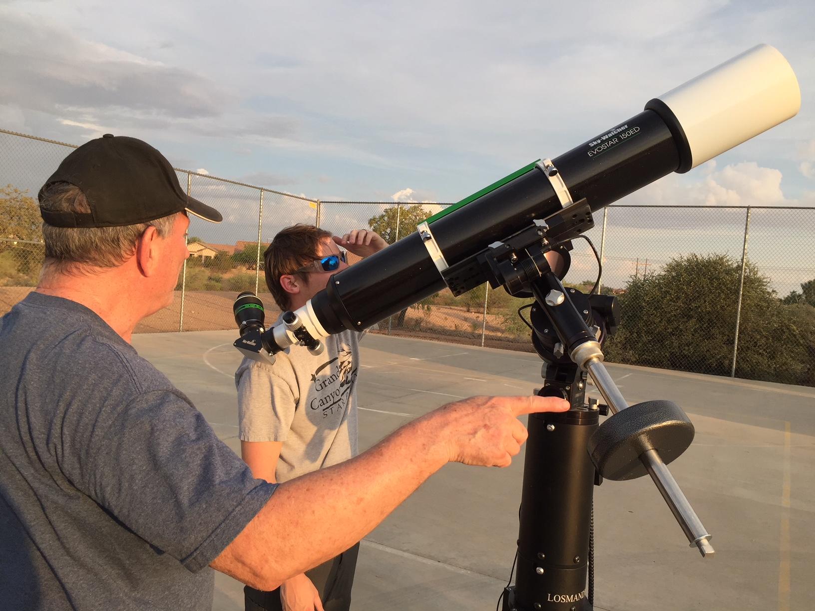 Kevin (behind scope) setting up the EvoStar 150ED / ProED 150mm Doublet APO Refractor