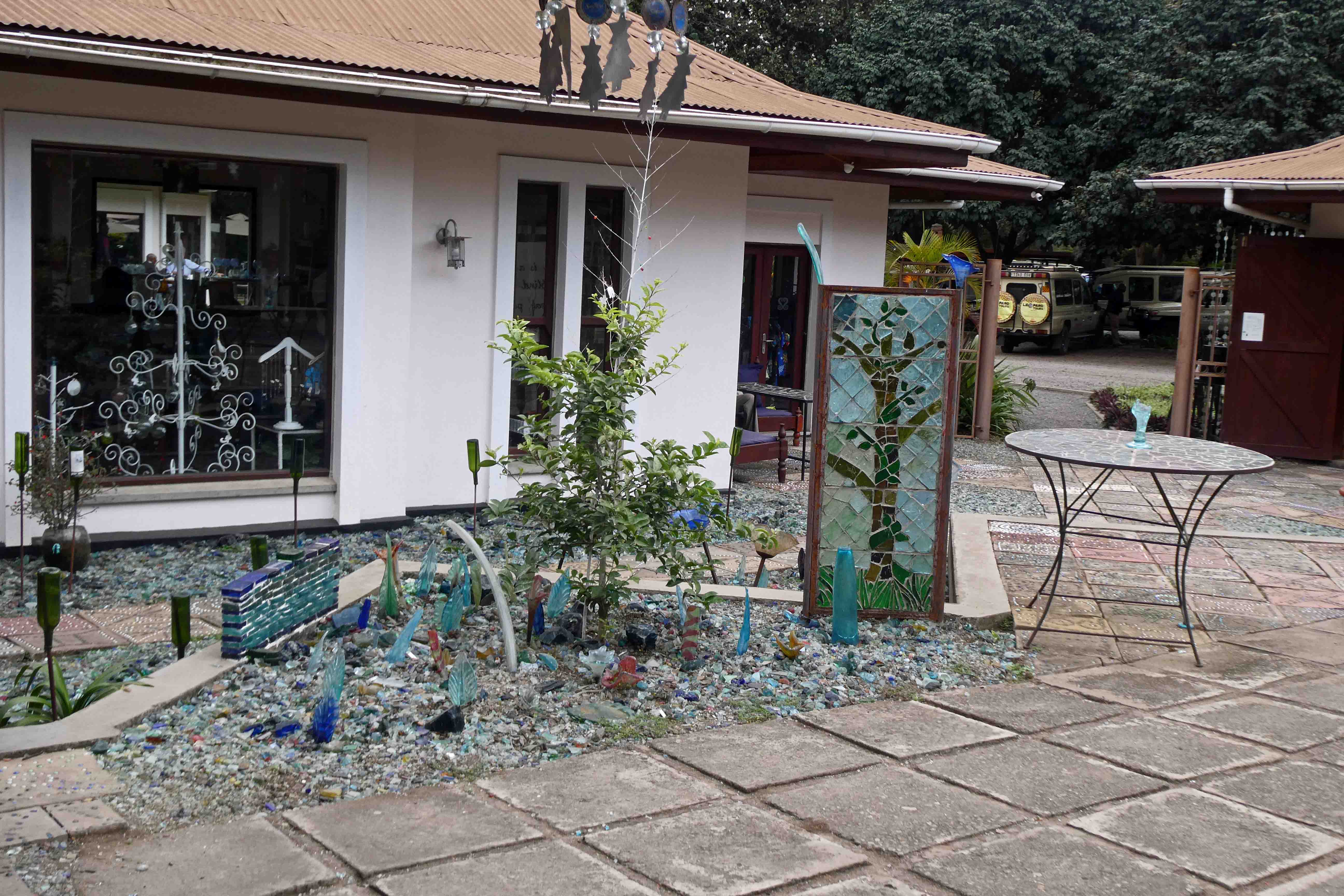 Shanga courtyard decorated with glass made by them