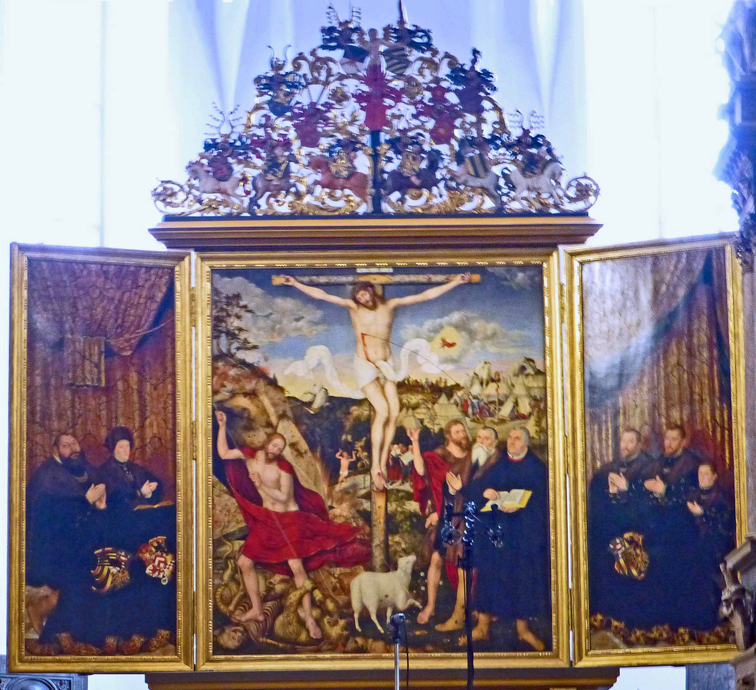The triptych (1555) in the Church of St. Peter and Paul has been hailed as the single most important visual monument of German