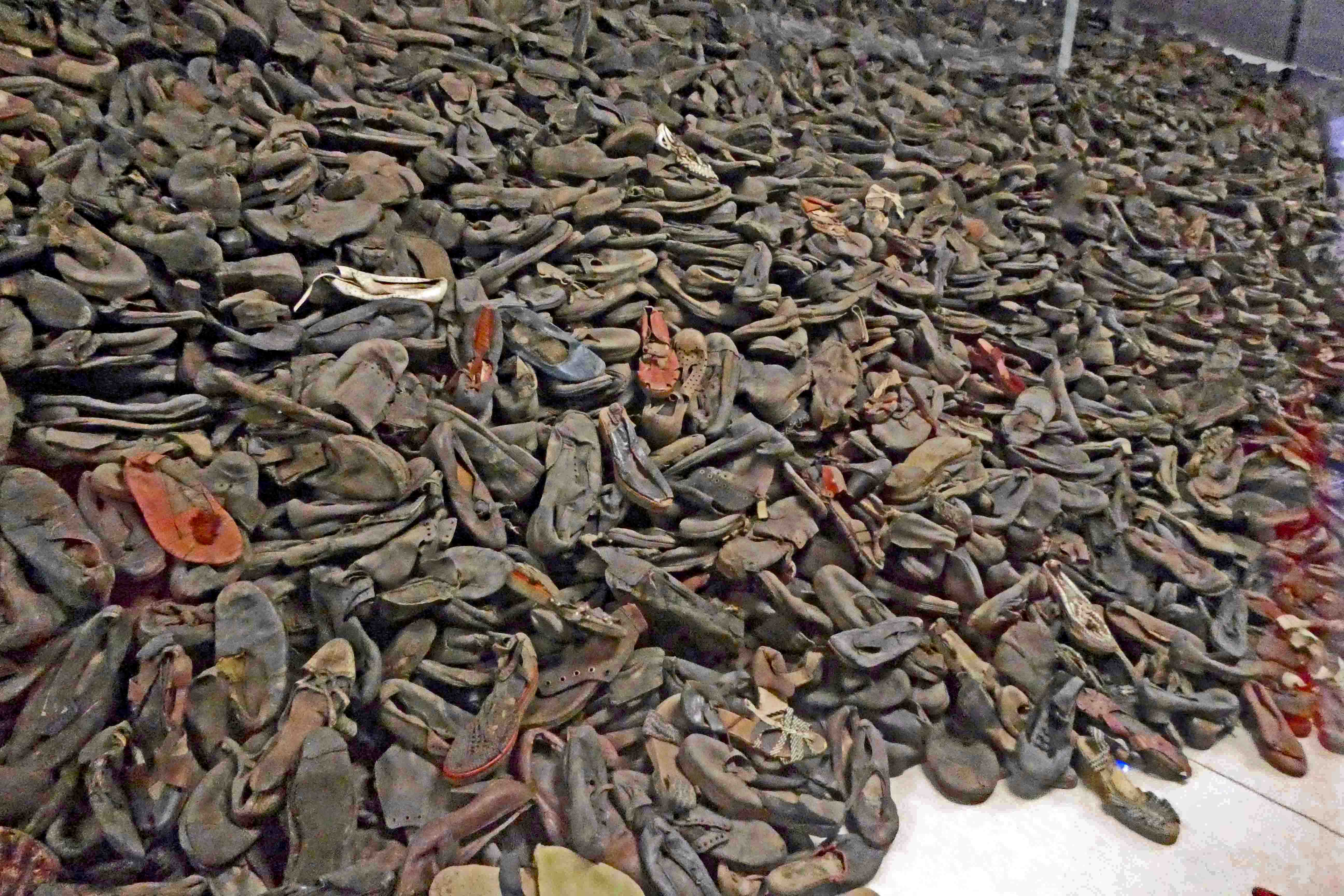 Piles of shoes from victims in Auschwitz