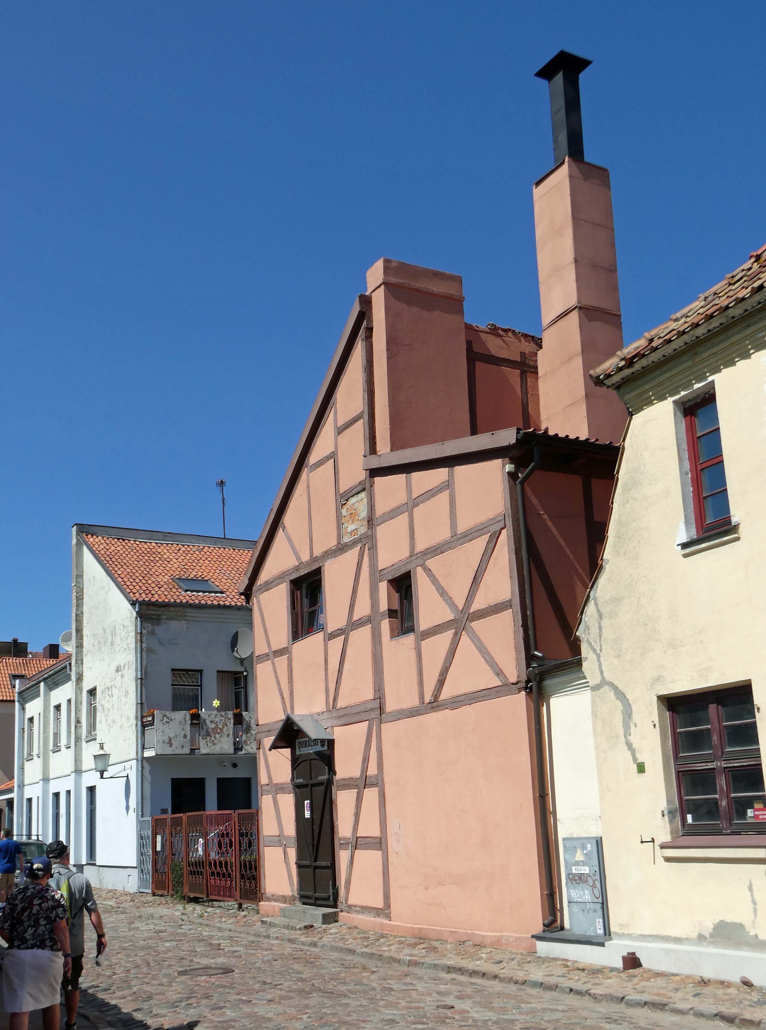 Interestingly shaped 19th Century  timber frame warehouse in Klaipeda