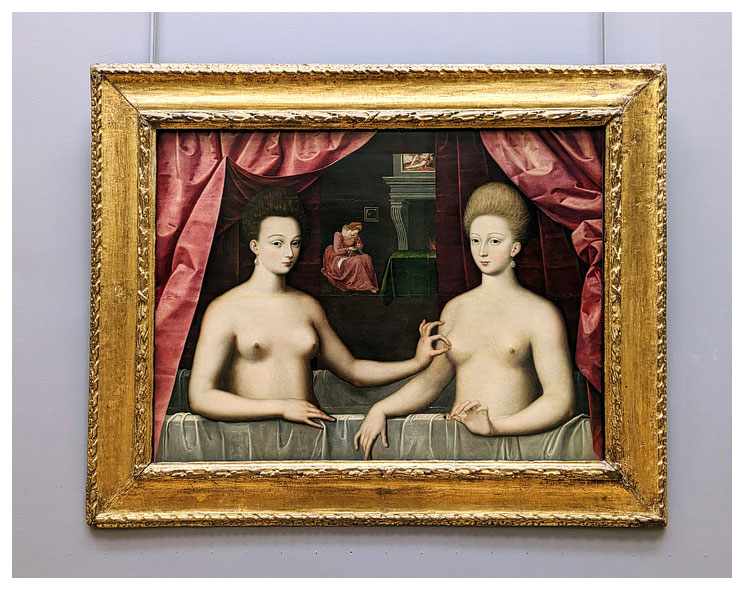 Presumed Portrait of Gabrielle dEstres and Her Sister the Duchesse de Villars (Fontainebleau School)