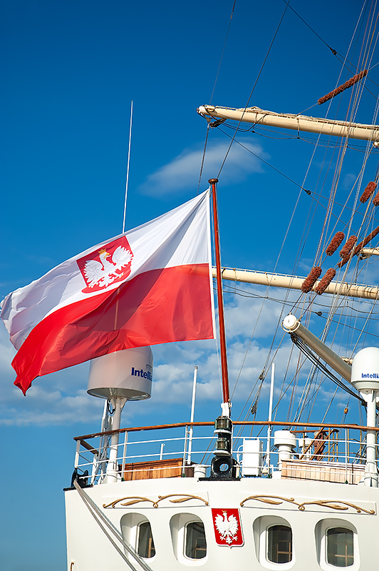 Polish Civil Ensign On Tall Ship
