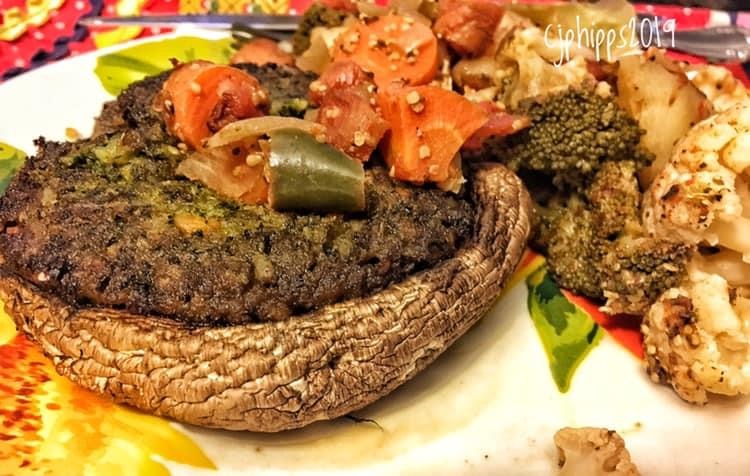 Portabella Mushroom Topped with Veggie Burger