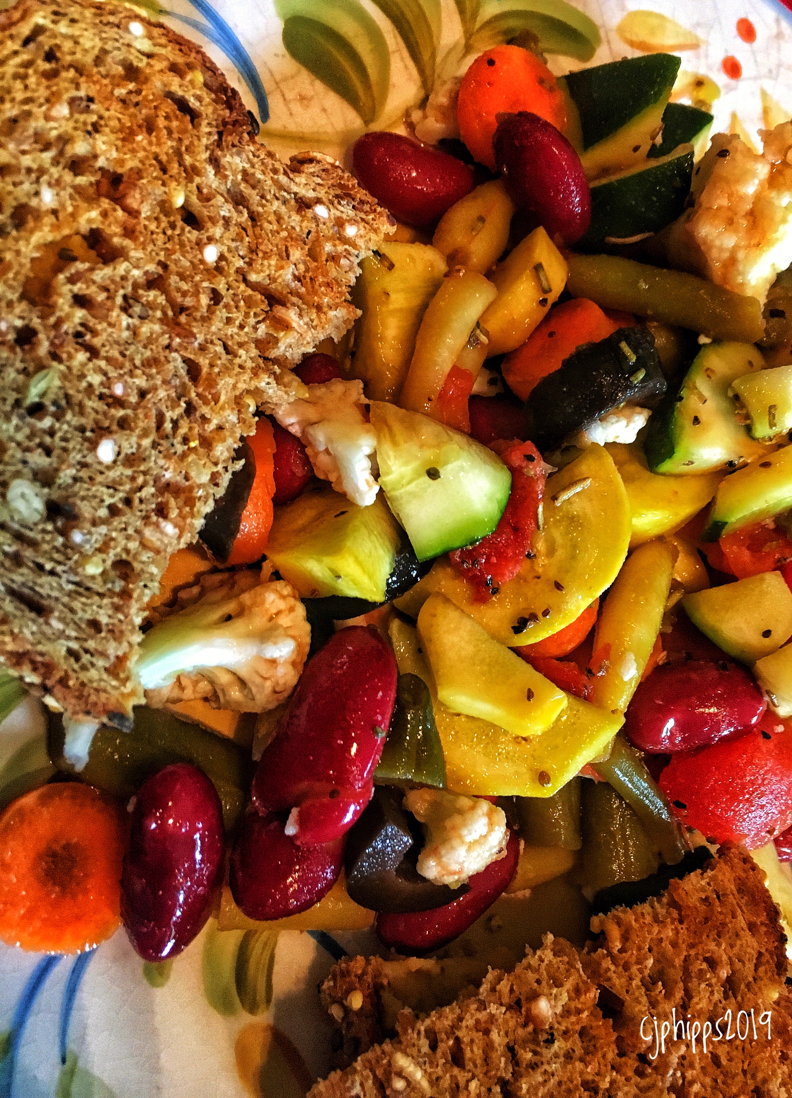 Veg-Bean Salad & Humus Toast