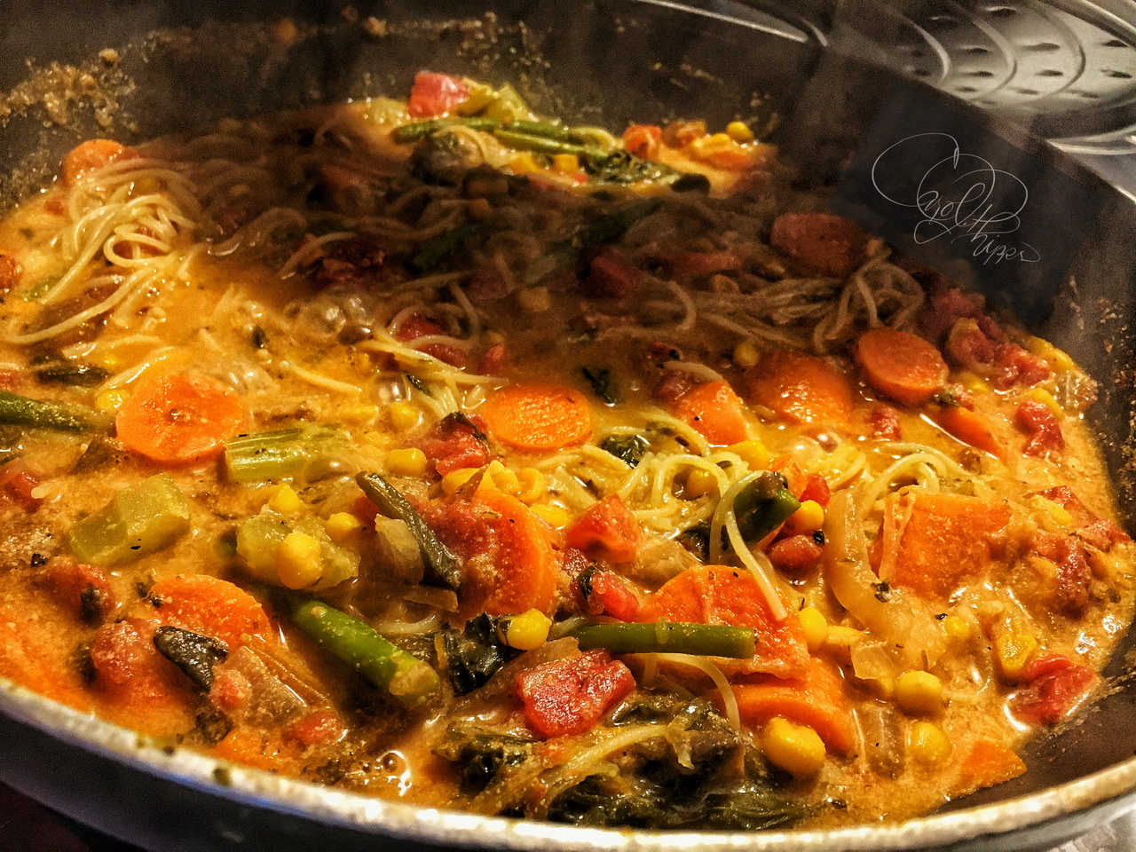 Spaghetti & Veggies with Cashew Cheese Sauce