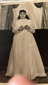 donna (me)...my first communion gown and veil