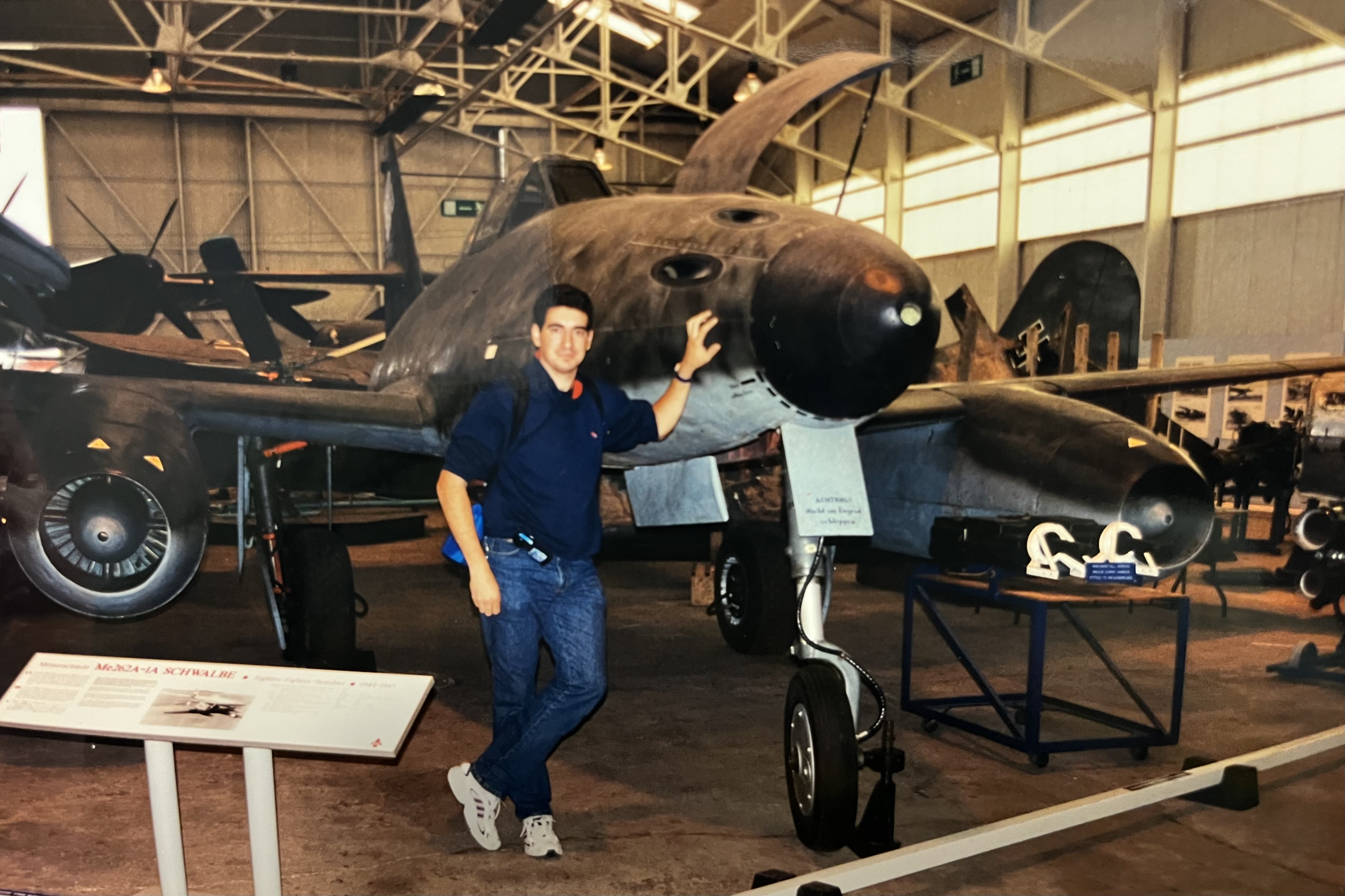 Me with a Messerschmitt 262 at the Cosford Museum in England in 2,000