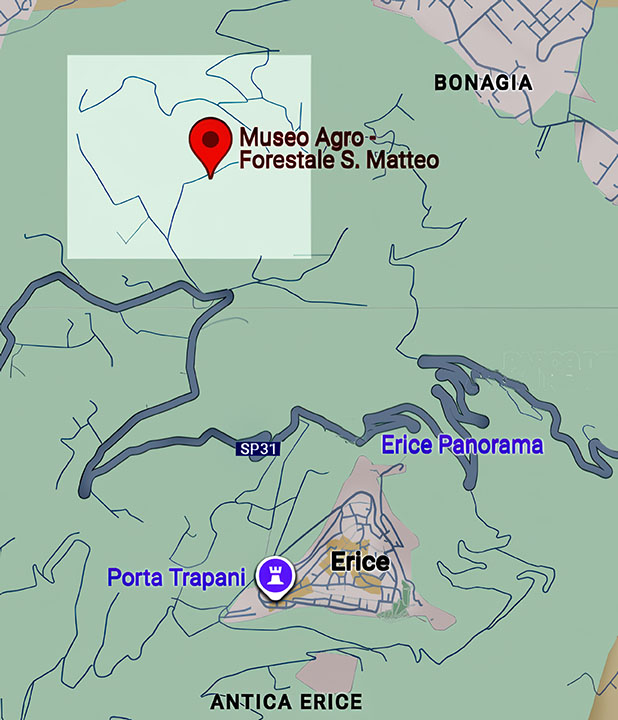 Map showing Museo AgroForestale SanMatteo near Erice
