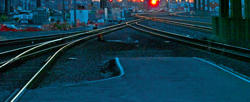 Tracks at sunrise