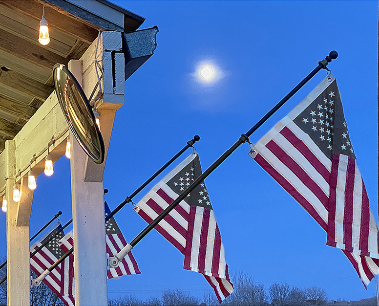 Red Rock General Store with moon, detail