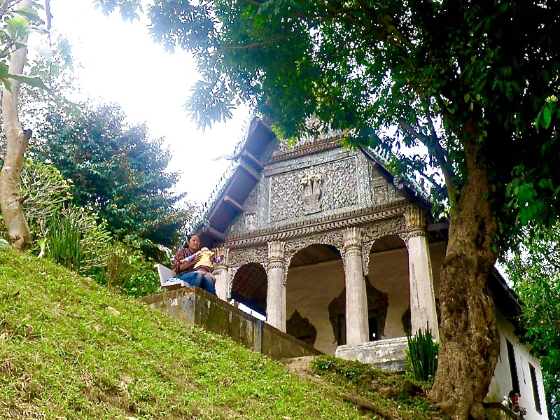 Old temple at foot of mount,Luang Prabang
