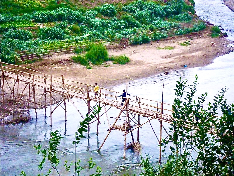Bamboo bridge across the Nam Khan, Luang Prabang