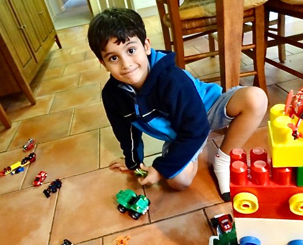 Playing with Nanny's toys