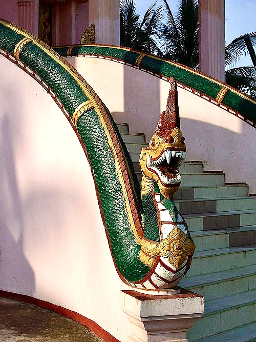 Naga stairway at a temple near That Luang, Vientiane