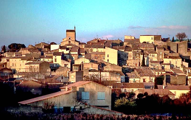 Sunrise over Magalas, a stone town.