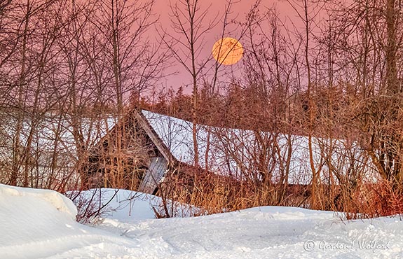 Setting Snow Moon Over Collapsing Boathouse P1060821-7