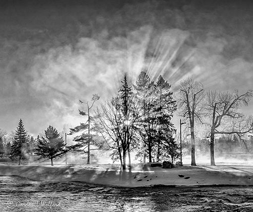 Turtle Island In Misty Sunrise P1390184-90BW