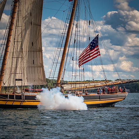 The Topsail Schooner Pride of Baltimore II Fires Its Cannon DSCN00580