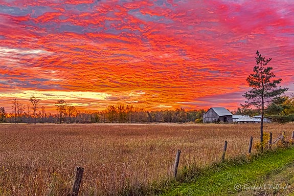 Barn In Fiery Sunrise P1460354-60