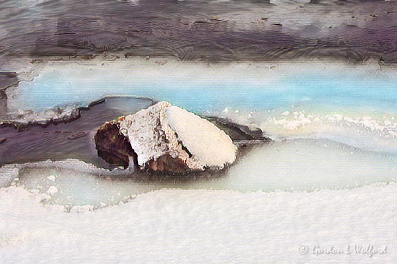 Snowy Rock Amidst River Ice DSCN07407 Art
