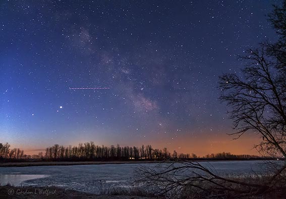 Milky Way Galactic Core & Airplane Lights P1520699
