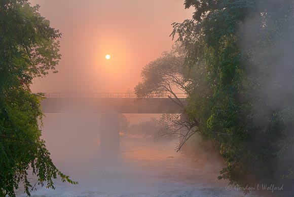 Train Bridge In Morning Fog P1560094-00