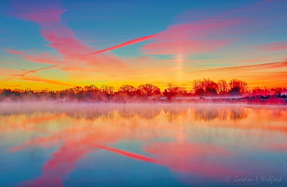 Solar Pillar Beyond Misty Otter Creek At Sunrise 90D40046-50