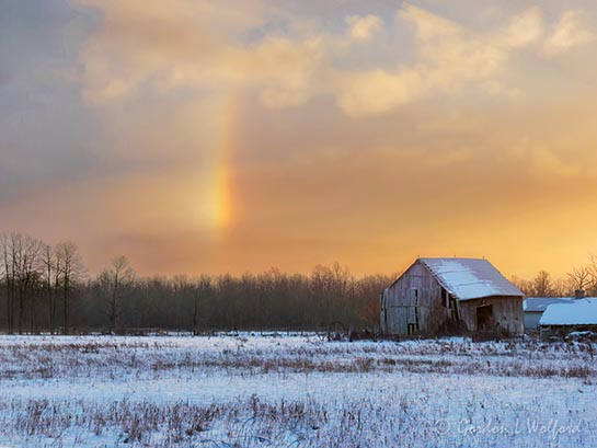Sundog At Sunrise Beyond Old Barn DSCN156980