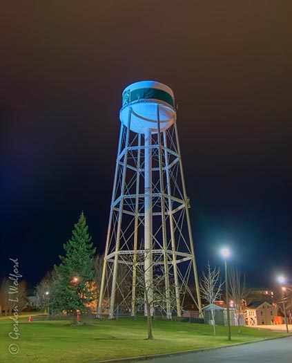 Water Tower Lit Blue For World Autism Month 90D106877-81