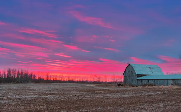 Clouded Sunrise Beyond Barn 90D107287-91