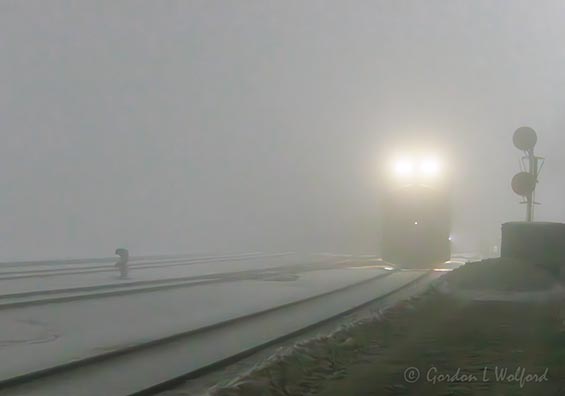 CPKC Freight Train In Night Fog 90D135323