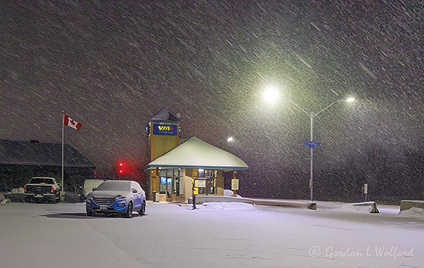 VIA Rail Station In Night Snow 90D140494