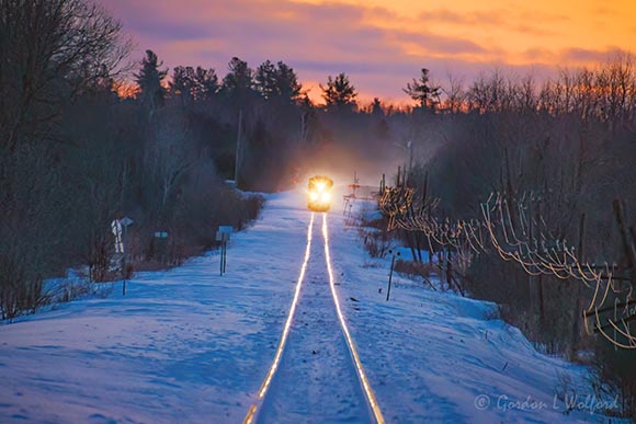 Westbound CPKC Freight Train Approaching At Sunrise 90D142077