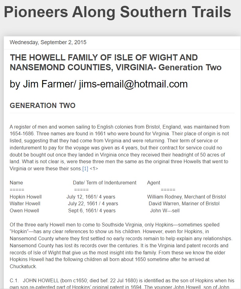 HOWELL FAMILY OF IOW AND NANSEMOND