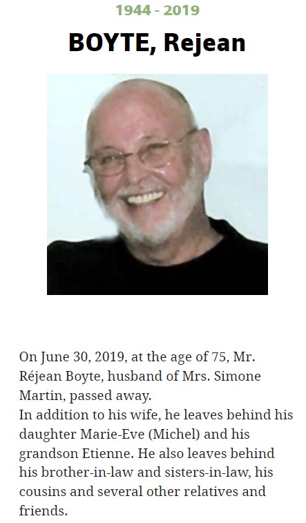 Boyte Rejean 1944-2019 Obit Canada Hap I
