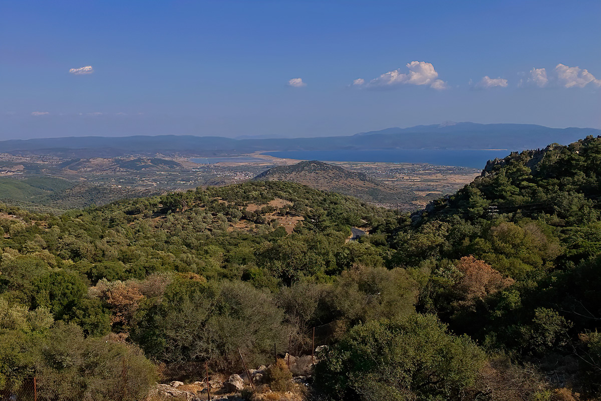 View from the road to Sigri watching the Saltpans