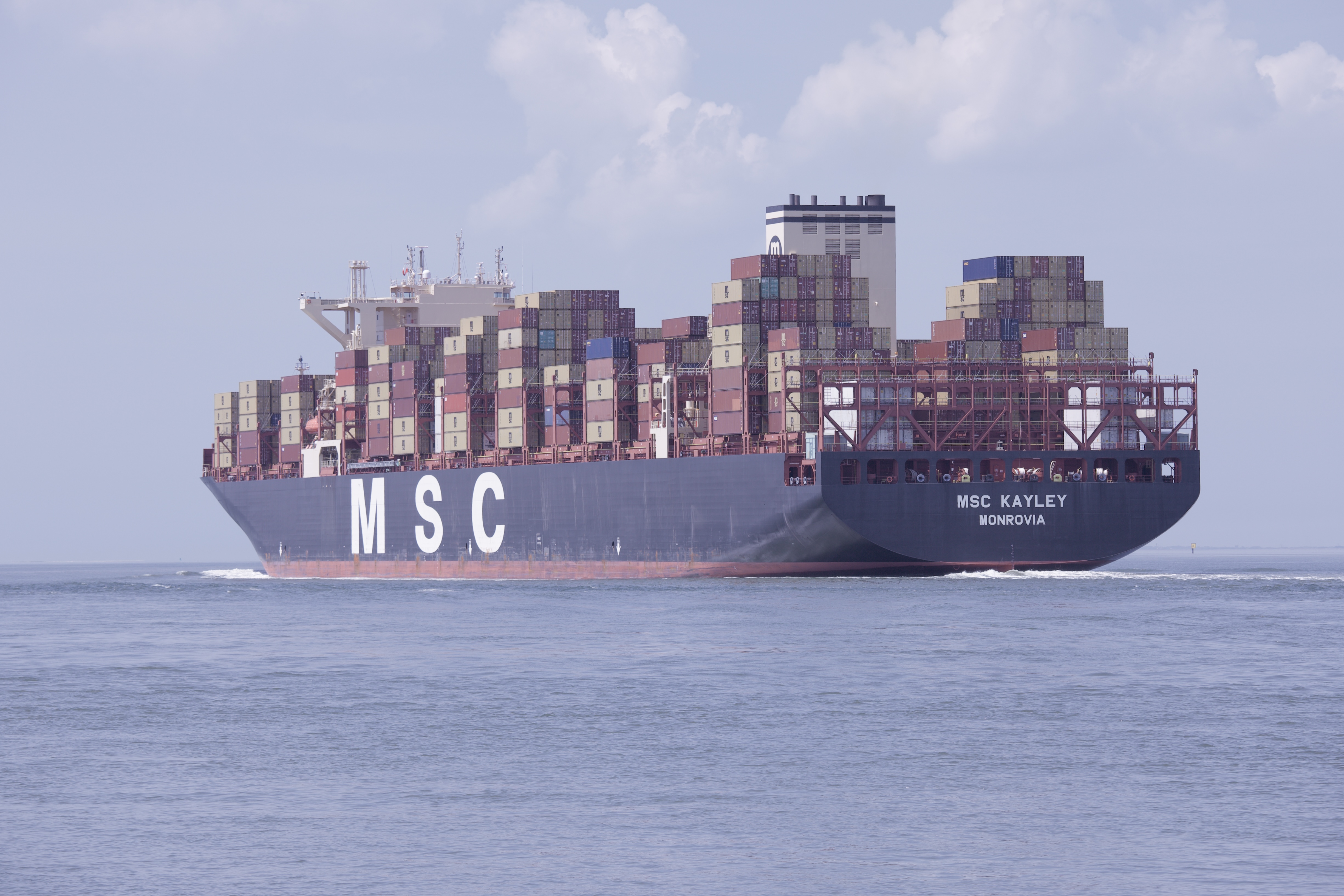 Impressive  stern view of the MSC Kayley seen at Terneuzen bound for Gdansk. (10/7/2025)