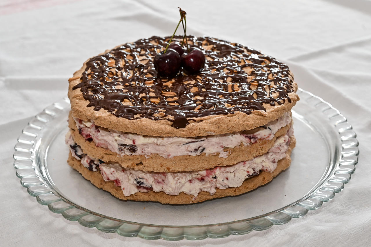 Cherry and Almond Dacquoise