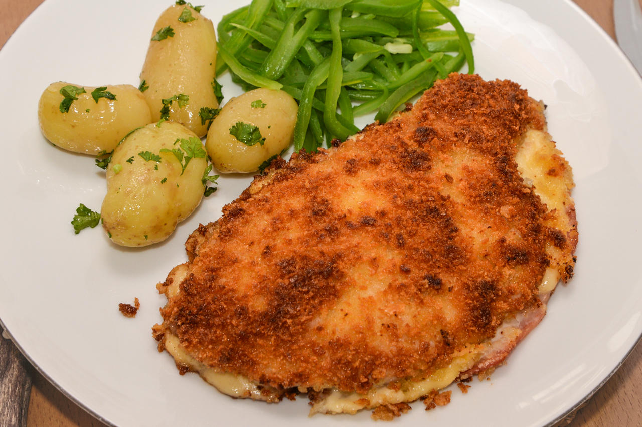 Chicken, Ham and Cheese Schnitzel