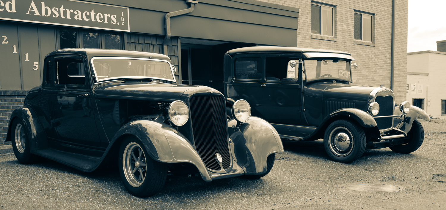 34 Dodge Coupe and a Ford Model A