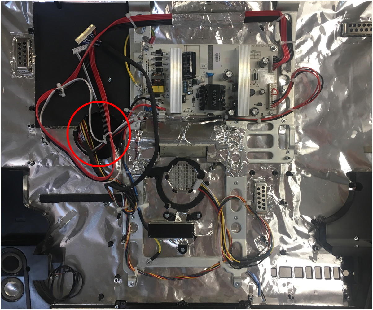 Wiring Complete - Red circle shows hole to I/F board