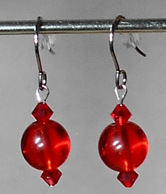 earrings - red beads